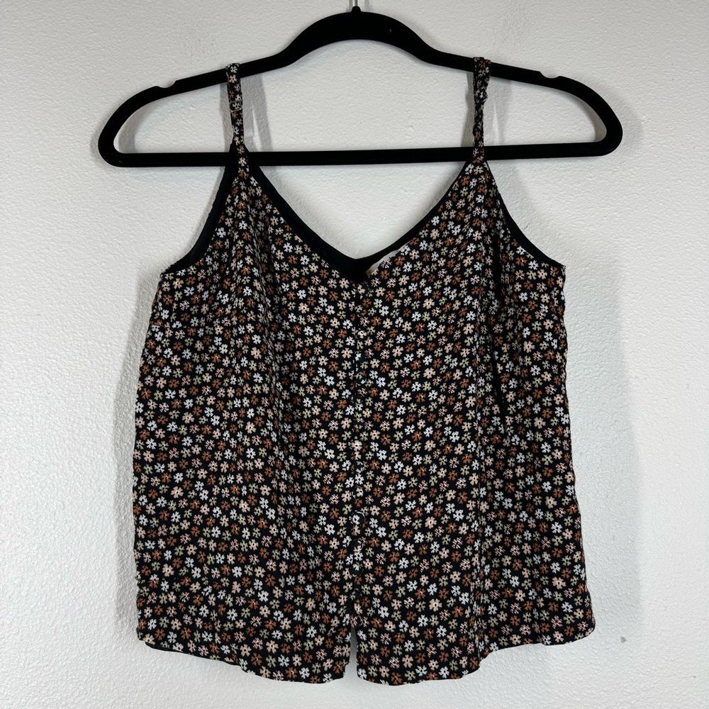Madewell Spaghetti Strap Button Front Boxy Top Floral Ditzy Feminine Size 2